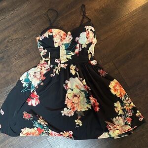 Band of Gypsies Black Floral Mini Dress